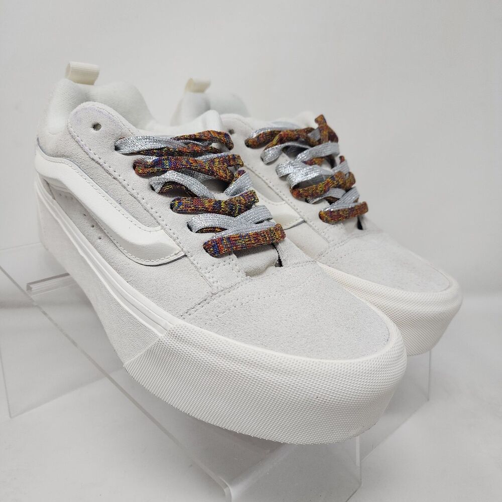 Vans Knu Stack Platform Shoes Womens 9 Marshmallow White Vintage Suede Sneakers